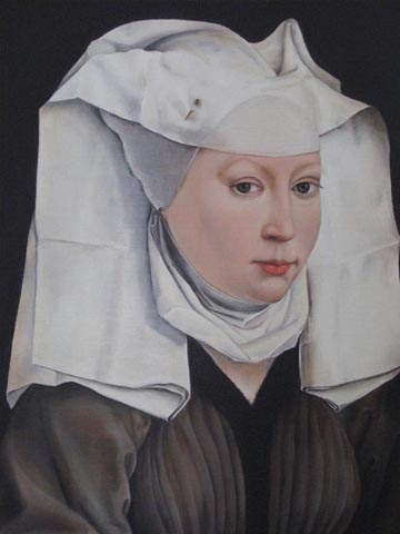 „BILDNIS EINER DAME“ Nach Rogier van der Weyden, Öl / Leinen, 30 x 40 cm